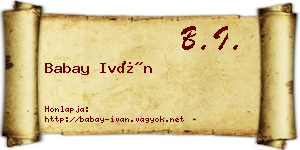 Babay Iván névjegykártya