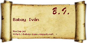 Babay Iván névjegykártya